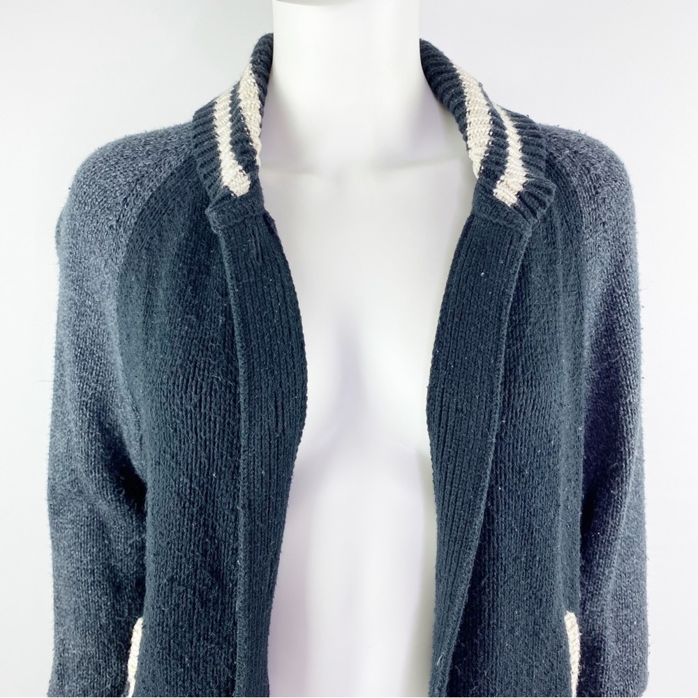Madewell Size M Navy Blue Knit Button Down Sweater Varsity Jacket Cardigan - Picture 2 of 11